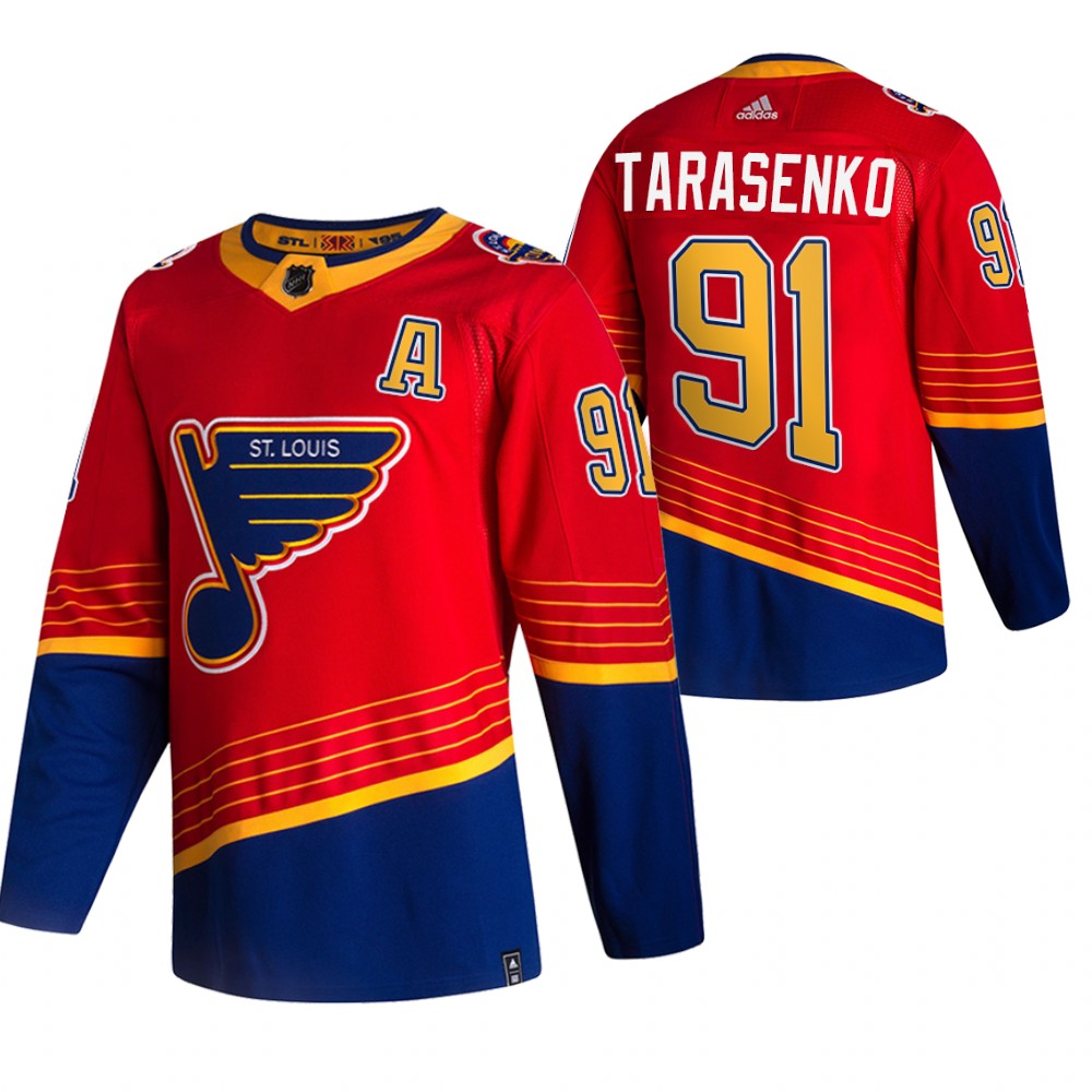 2021 Adidias St. Louis Blues 91 Vladimir Tarasenko Red Men Reverse Retro Alternate NHL Jersey